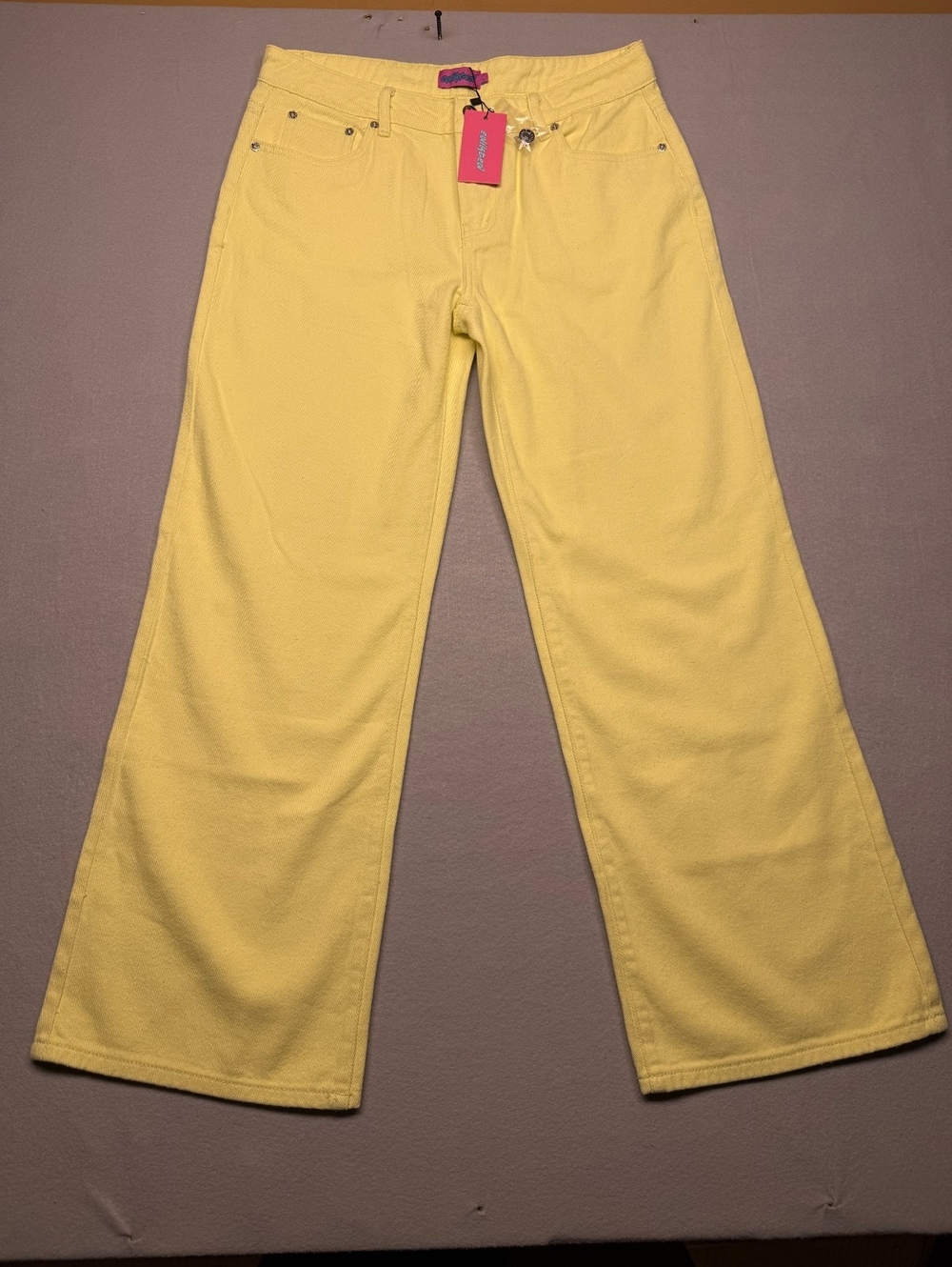Edikted Wide-Leg Jeans Women's Waist 30 in. Yellow New